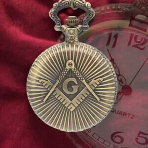Freemason Pocket Watch NEW Gift for Mason Society Members Bronze Pocketwatch